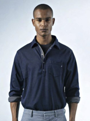 Se Replay Satoriale Shirt Mand Navy Langærmede Poloer Str XL - Denim hos Magasin ved Magasin