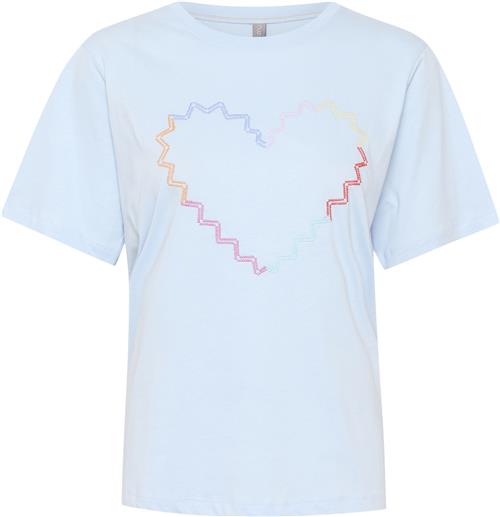 Culture Cuamora Heart Tshirt Kvinde Cashmere Blue Kortærmede T-shirts Str L - Cashmere hos Magasin