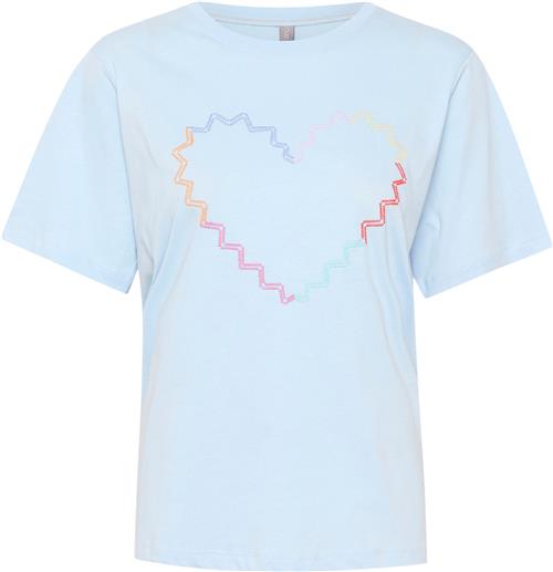 Culture Cuamora Heart Tshirt Kvinde Cashmere Blue Kortærmede T-shirts Str XL - Cashmere hos Magasin