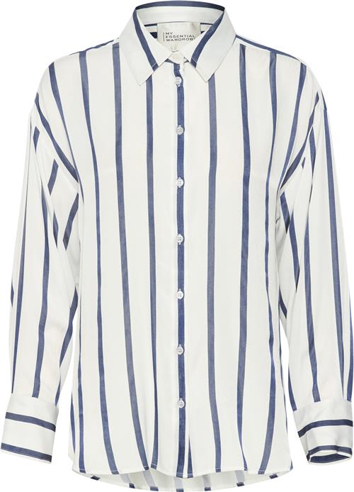 My Essential Wardrobe Miamw Shirt Kvinde Snow White W. Blue Stripe Langærmede Skjorter Str 38 - hos Magasin