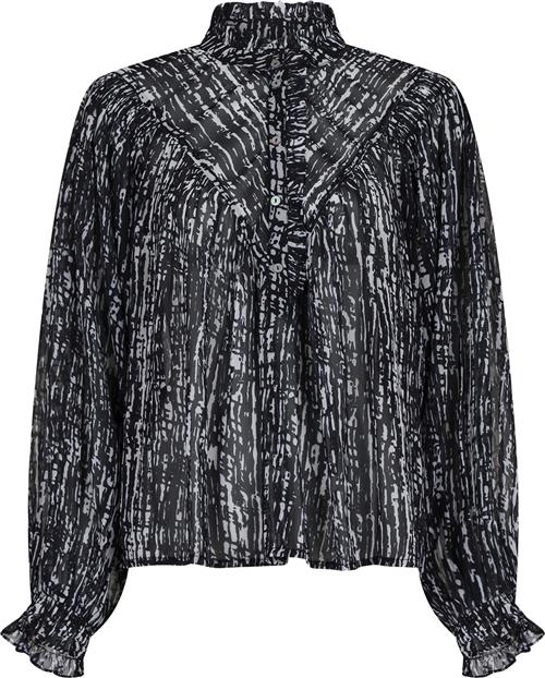 Se Neo Noir Flavi Graphic Drop Blouse Kvinde Sort Langærmede Bluser Str 44 - hos Magasin ved Magasin