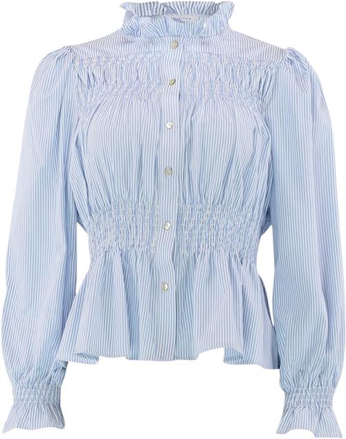 CONTINUE Julia Stripe Kvinde Blue Stripe Langærmede Bluser Str M - hos Magasin