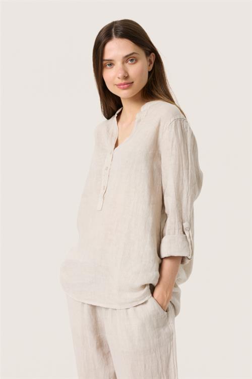 Soaked in Luxury Slauran Blouse 100 Linen Kvinde White Pepper Hørskjorter Regular Fit Str M/L - hos Magasin