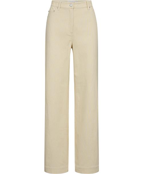 Se REMAIN Striped Twill Wide Pants Kvinde Straw Comb. Bukser Med Lige Ben Str 29 - hos Magasin ved Magasin