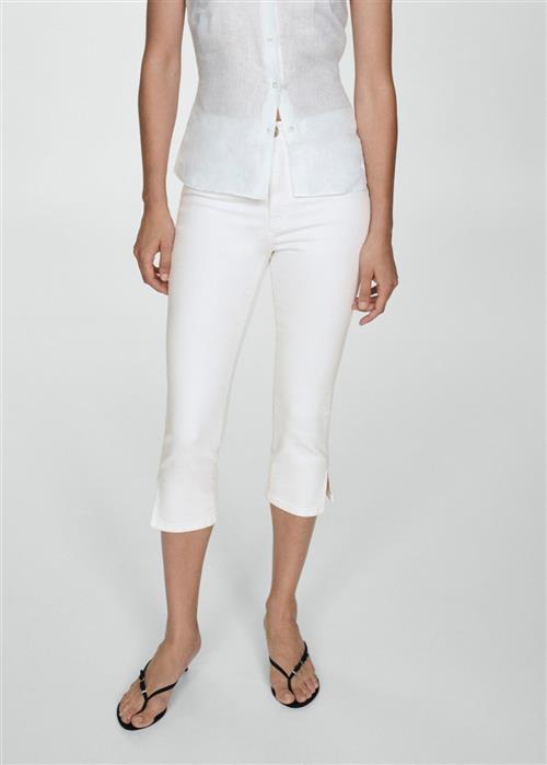 MANGO Side Opening Capri Jeans Kvinde White Capri Bukser Str 44 - Denim hos Magasin