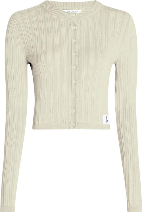 Se Calvin Klein Woven Label Sweater Cardigan Kvinde Lfu Cardigans Str L - hos Magasin ved Magasin