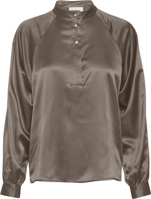 My Essential Wardrobe Estellemw Blouse Kvinde Walnut Langærmede Bluser Str 44 - hos Magasin