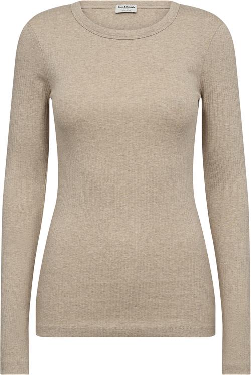 Bruun & Stengade BS Margrethe Regular Fit Tshirt Kvinde Sand Langærmede T-shirts Str XL - Bomuld hos Magasin