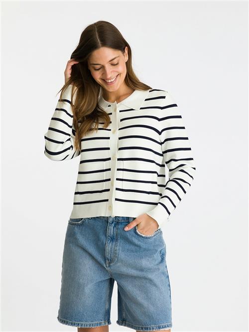 Neo Noir Tippi Knit Stripe Cardigan Kvinde White/navy Cardigans Str 44 - hos Magasin