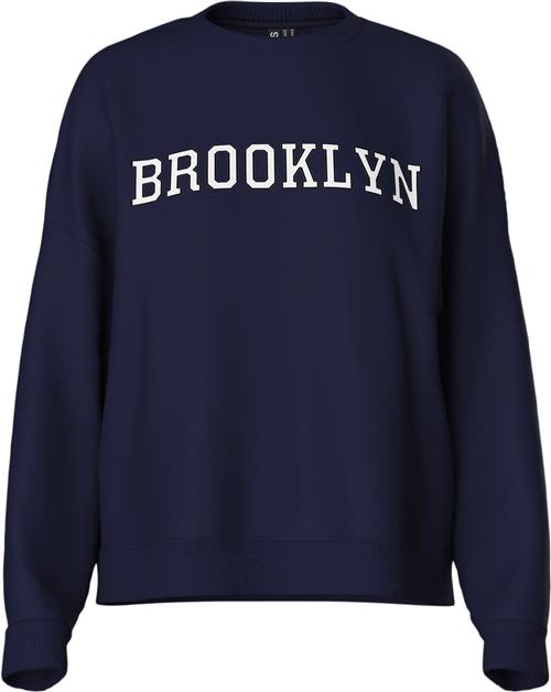 Pieces Pcsasie LS Oneck Loose Sweat D2D Kvinde Maritime Blue/white Brooklyn Langærmede Bluser Str S - hos Magasin