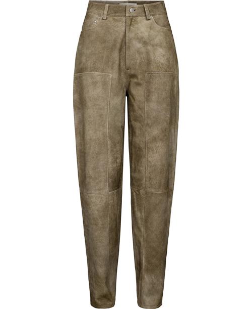 REMAIN Baggy Leather Pants Kvinde Timber Wolf Bukser Med Smalle Ben Str 34 - hos Magasin