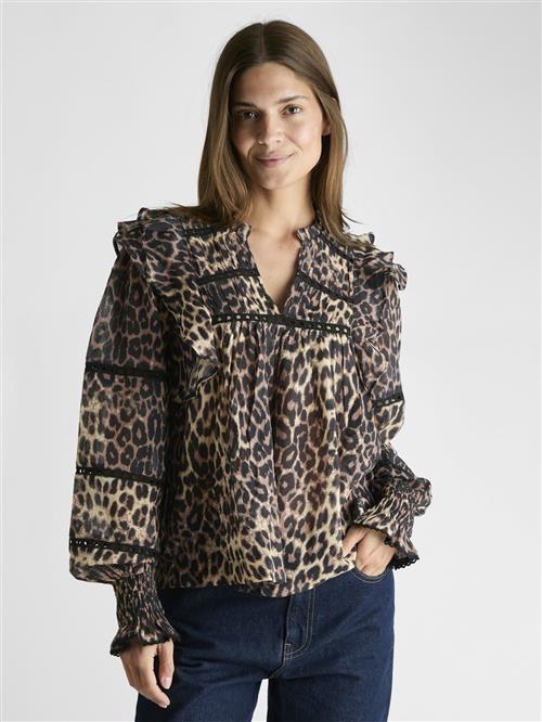 Se Neo Noir Aurika Leo Voile Blouse Kvinde Leopard Langærmede Bluser Str 40 - hos Magasin ved Magasin