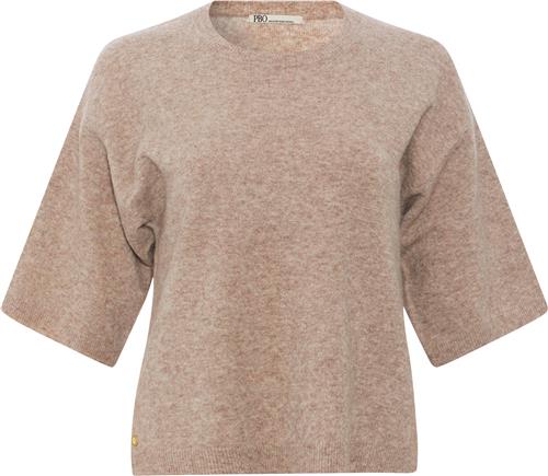 PBO ¤ Montero Knit Sweater ¤ Kvinde Brown Mel. Kortærmet Strik Str S - hos Magasin