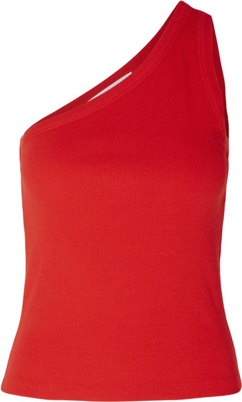 Selected Femme Slfanna ONE Shoulder TOP Kvinde Flame Scarlet Tanktoppe Str S - hos Magasin