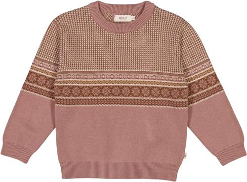 Wheat Jacquard Pullover Elias Str 3 år / 98 cm - Pudder Strik Bomuld hos Magasin