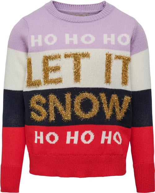 Se ONLY Kogxmas Snow Oneck KNT Kvinde Lavendula/cd/frosted Almond/night S Sweaters Str 134/140 - hos Magasin ved Magasin