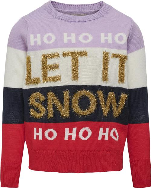 Se ONLY Kogxmas Snow Oneck KNT Kvinde Lavendula/cd/frosted Almond/night S Sweaters Str 158/164 - hos Magasin ved Magasin