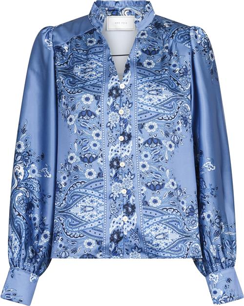 Se Neo Noir Massima Paisley Border Blouse Kvinde Dusty Blue Langærmede Bluser Str 34 - hos Magasin ved Magasin