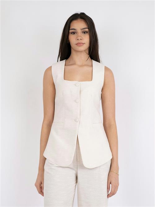 Neo Noir Lily Boucle Waistcoat Kvinde Creme Veste Str 42 - hos Magasin