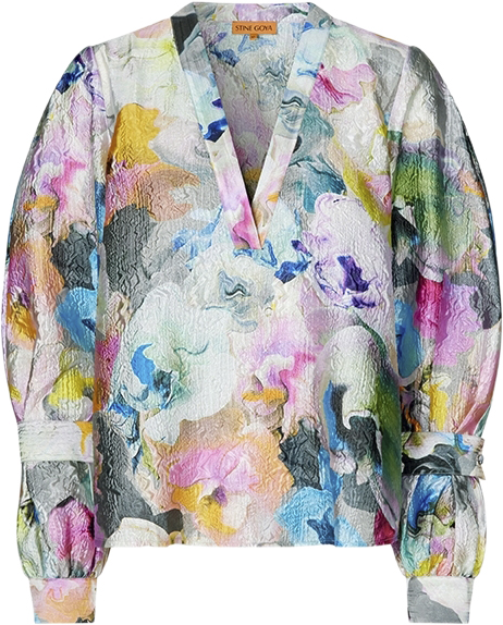 Stine Goya Sgnandya, 2019 Textured Crinkled Poly Kvinde Liquified Orchid Langærmede Bluser Str XXL - Polyester hos Magasin