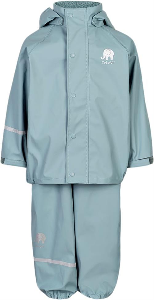 CeLaVi Basic Rainwear set Solid PU Str 80 Unisex - Smoke Blue Regntøj hos Magasin