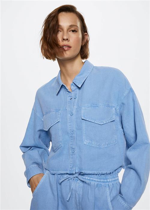 Se MANGO Shirt Nala Kvinde Lt-pastel Blue Langærmede Skjorter Str S - hos Magasin ved Magasin