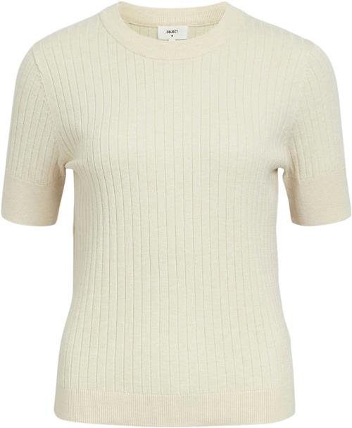 Se Object Objnoelle S/S Knit Tshirt Noos Kvinde Sandshell/melange Kortærmede T-shirts Str XS - hos Magasin ved Magasin