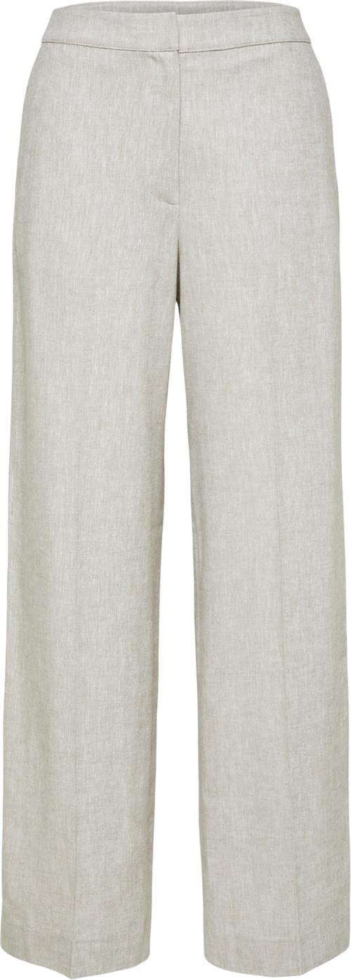 Se Selected Femme Slftaniaeliana HW Wide Pant Kvinde Nomad/melange Hørbukser Str 42 - hos Magasin ved Magasin