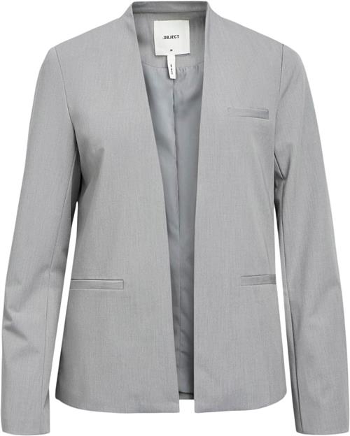 Se Object Objcecilie L/S Blazer DIV Kvinde Light Grey Melange Blazere Str 34 - hos Magasin ved Magasin