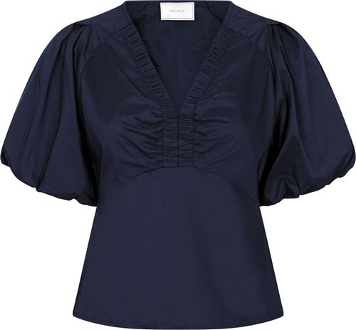 Neo Noir Irina Poplin Blouse Kvinde Navy Langærmede Bluser Str 36 - hos Magasin