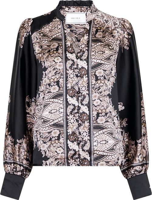 Neo Noir Massima Paisley Border Blouse Kvinde Sort Langærmede Bluser Str 42 - hos Magasin