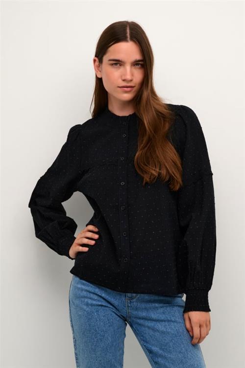 Kaffe Kasille Shirt Blouse Kvinde Black Deep Langærmede Bluser Str 40 - hos Magasin