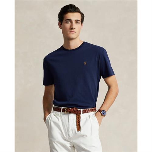 Polo Ralph Lauren Custom Slim Soft Cotton Tee Mand Blå Kortærmede T-shirts Str L - Bomuld hos Magasin