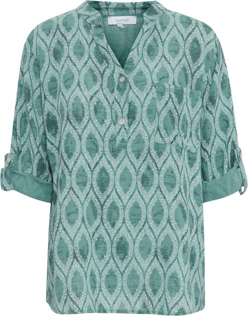 Sorbet Sbalexa Wave Blouse Kvinde Granite Green Kortærmede Bluser Str XL - hos Magasin