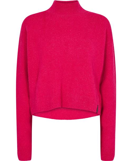 Superdry Vintage Essential Mock Neck Kvinde Hot Pink Sweaters Str M - hos Magasin