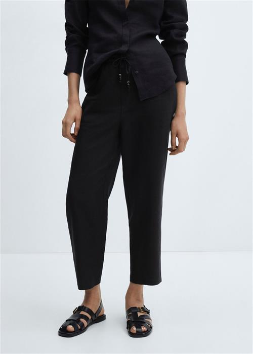 MANGO 100 Linen Trousers Kvinde Black Hørbukser Str XS - hos Magasin