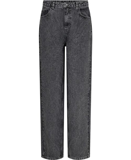 ROTATE Birger Christensen Rhinestone Wide LEG Jeans Kvinde Grey Denim Straight Jeans Str 30 - Denim hos Magasin