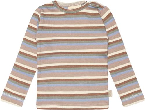 PETIT PIAO Tshirt L/S Modal Multi Striped Str 86 cm - Simply Taupe Langærmede T-shirts Bomuld hos Magasin