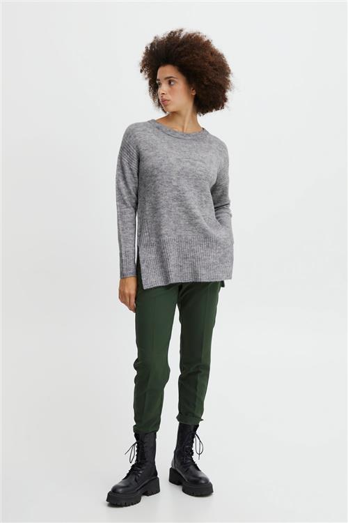 Se ICHI Ihkamara Long LS Kvinde Grey Melange Sweaters Str S - hos Magasin ved Magasin