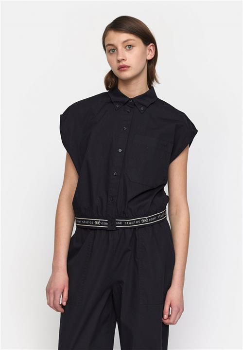 Se esmé studios Escalla Cropped Shirt Kvinde Black Kortærmede Skjorter Str S - Bomuld hos Magasin ved Magasin