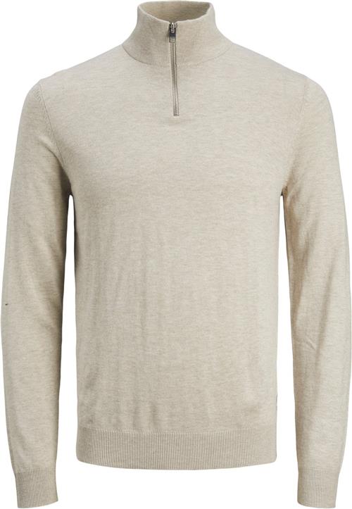 Jack & Jones Jjeemil Knit Half ZIP Noos Mand Oatmeal/melange Turtlenecks Str L - hos Magasin