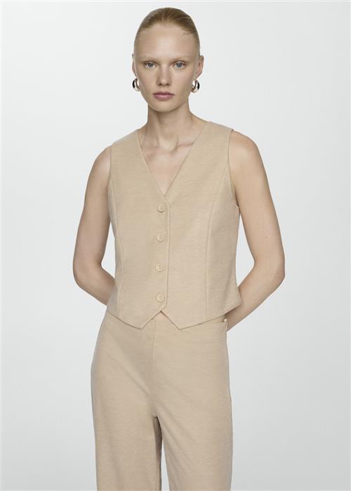 MANGO Gilet With Buttons Kvinde Light Beige Veste Str XS - hos Magasin