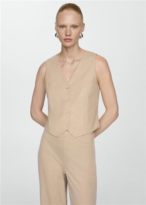 Se MANGO Gilet With Buttons Kvinde Light Beige Veste Str XXS - hos Magasin ved Magasin