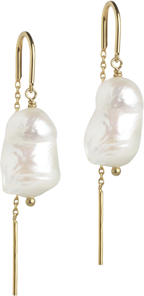 ENAMEL Copenhagen Earring, Twin Pearls 47 x 14 mm - Ørehænger hos Magasin