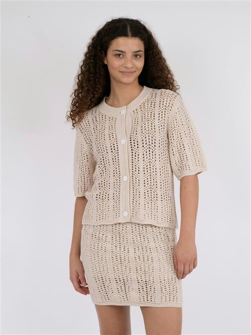 Neo Noir Ellen Crochet Knit Cardigan Kvinde Sand Cardigans Str 38 - hos Magasin