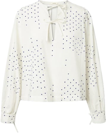 Se Nué Notes Hartwell Blouse Kvinde Blue Dots Langærmede Bluser Str 42 - hos Magasin ved Magasin