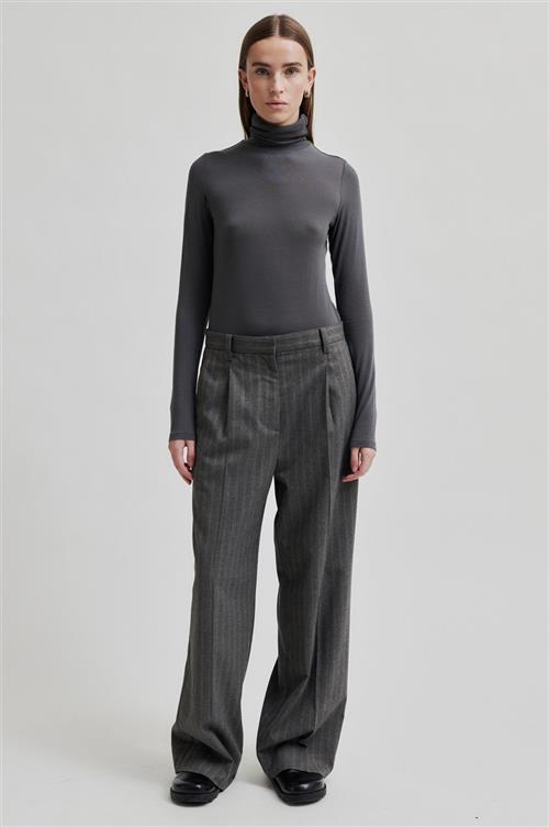 Second Female Hollanda Trousers Kvinde Dark Grey Melange Bukser Str M - hos Magasin