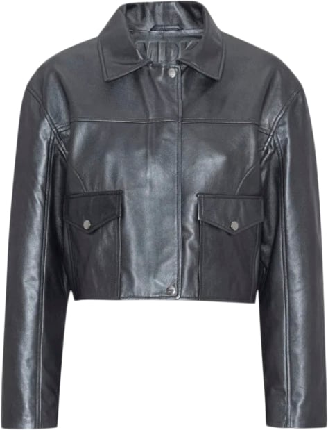 MDK Doraville Disco Short Bomber 100 Leather Jacket Metallic Kvinde Metallic Grey Læderjakker Str 40 - Læder hos Magasin