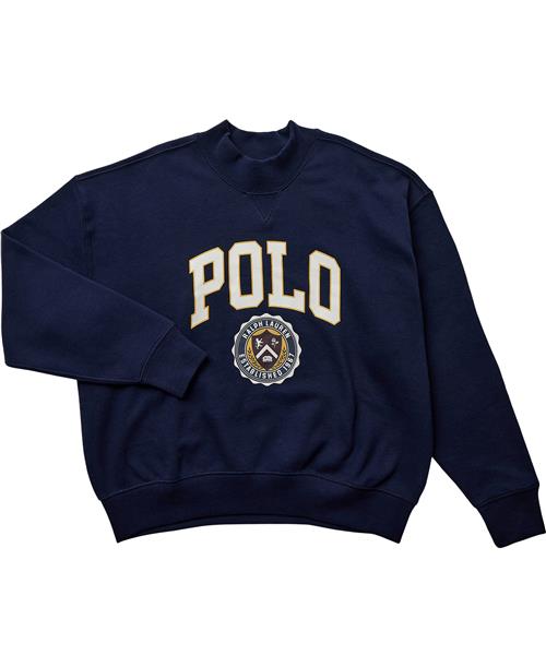 Se Polo Ralph Lauren Logo Fleece Mockneck Sweatshirt Str L - Blå Sweatshirts Bomuld hos Magasin ved Magasin