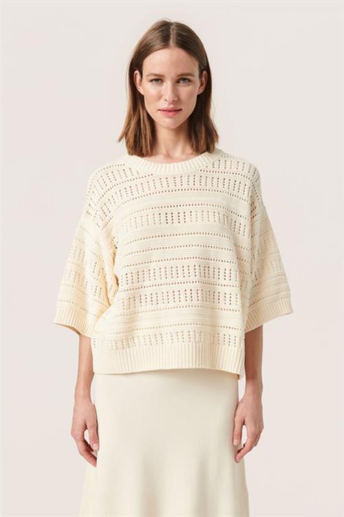 Se Soaked in Luxury Slrava Rinna Pullover Kvinde Pearled Ivory Sweaters Casual Fit Str L - hos Magasin ved Magasin